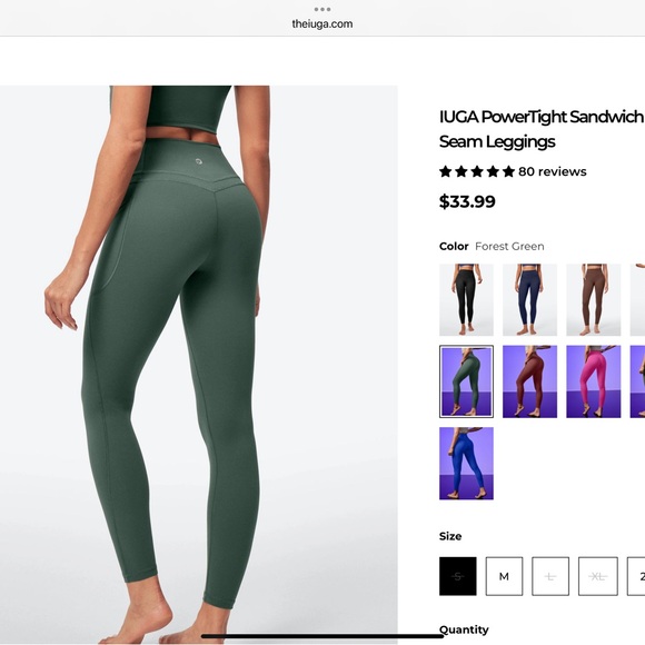 IUGA sandwich front Power Tight Leggings Set in Grey, Green, Navy, and Black - Picture 5 of 16